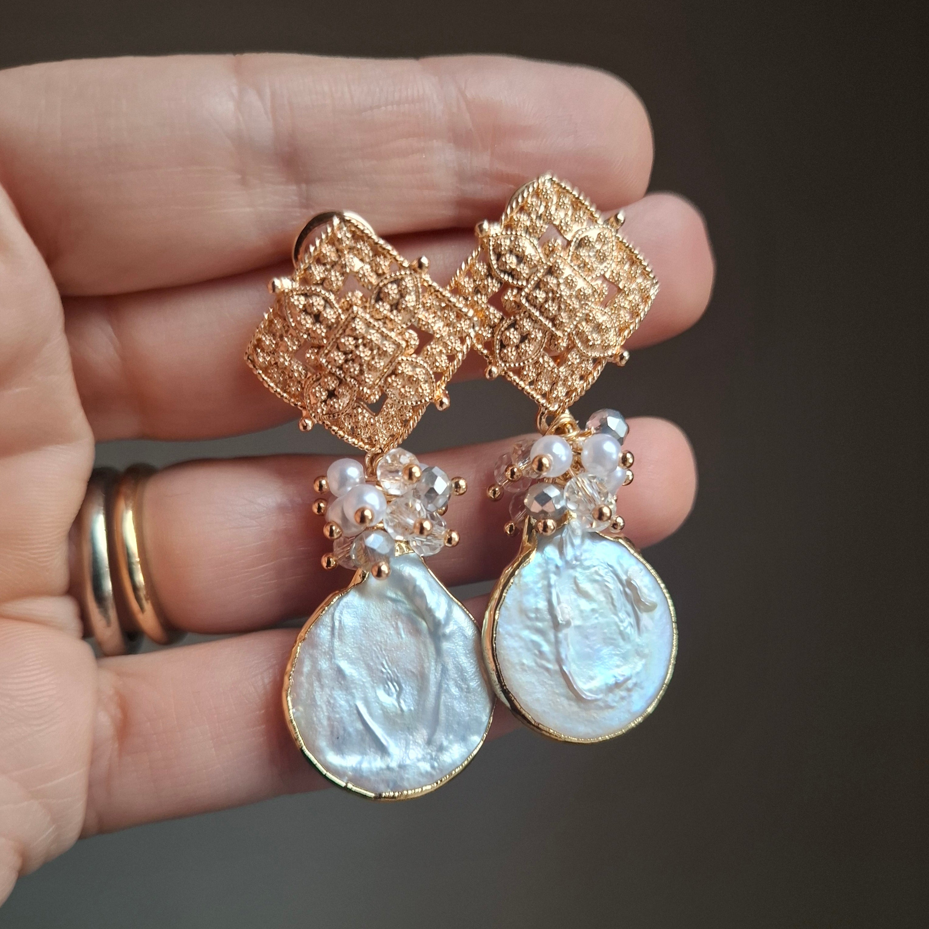 Aros Antique perlas racimo