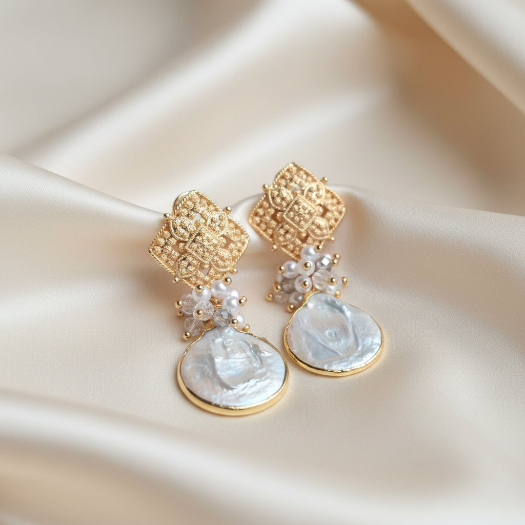 Aros Antique perlas & racimo